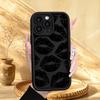 Cross-Border Black Lips iPhone Case for Models 13-16, Bamboo Design, Soft X