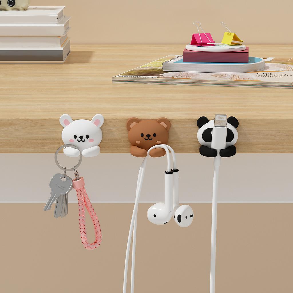 WORTHBUY 2/3pcs Cute Capybara Cable Managers Self-Adhesive Mobile Phone Data Cable Winder Fixer Clip USB Cable Organizer Holder