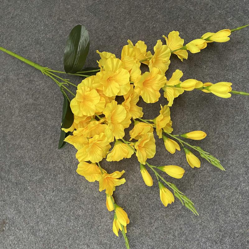 

Single Simulated Sword Orchid Bouquet, Living Room Vase, Flower Arrangement Decoration One Size жовтий