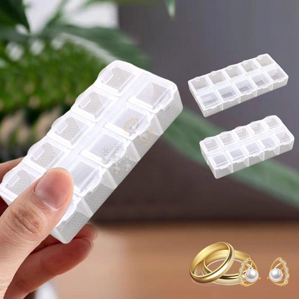 10 Grid Earrings Necklace Organizer Double Row Pill Box Holder Container Medicine Storage Case