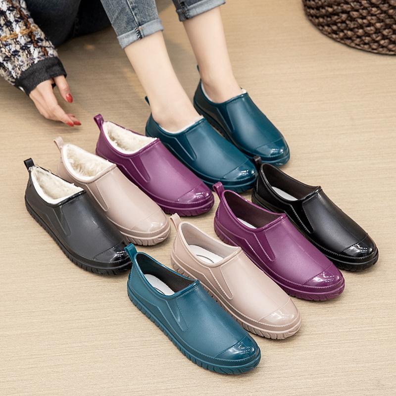 Adult casual versatile casual fashion low-top rain shoes women's waterproof short tube car wash four seasons work shoes