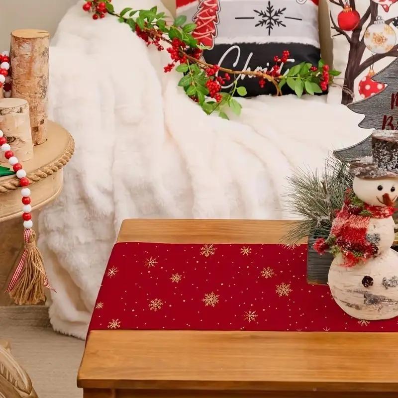 Christmas Table Runner Merry Xmas Home Decoration Ornament for Christmas Party Dinner Happy New Year Indoor Table Decor Accessory Supplies