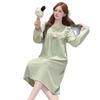 Spring & Autumn Korean Jacquard Maternity Slimming Lace Pajamas - Women's Long Sleeve Mid-Length Plus Size Sleep Dress