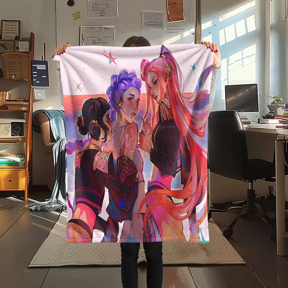 1 Stück Kpop Dämonenjäger Druck Flanelldecke, Hohe Qualität für alle Jahreszeiten, Heimdekoration, Wärme und Komfort, Perfekt für Weihnachtsgeschenke