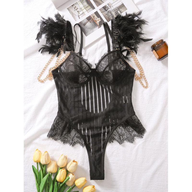 

Outfitgirl Sexy Sexy Lace Outer Wear Pants Patchwork Mesh See-through Jumpsuit Female Silm Slimming Shorts Black L