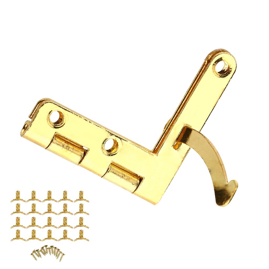 20pcs 90 degrees  Angle Support Spring Hinge for Small Jewelry Wine Case Watch Box Wooden Lid (Gold)