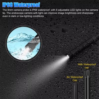 Wireless Endoscope Wifi Borescope Inspection Camera 1200P Hd Ip68 Waterproof Snake Camera With 8 Led For Android Ios Tablet Pc