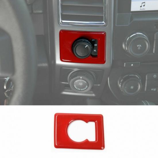 Inner Four Wheel Drive Switch Button Knob Trim Cover for Ford F150 2015- Red