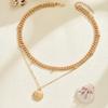 Fashion Demon's Eye Round Pendant Necklace Women's Thick Chain Coin Diamond Clavicle Chain