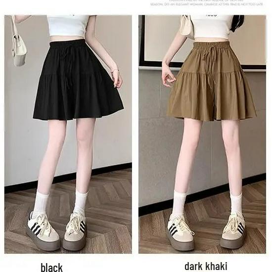 Women's Summer Ice Silk Wide-Leg Skort: Casual, Lightweight, Plus Size 5-Point Length