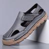 Fashion 2025 Men's Leather Sandals Breathable Soft Sole Flats Comfortable Outdoor Walking Shoes Men Summer Casual Slip-on Beach Loafers
