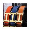 Elegant H Gold Buckle Formal Belt for Men and Women - White Flat Design