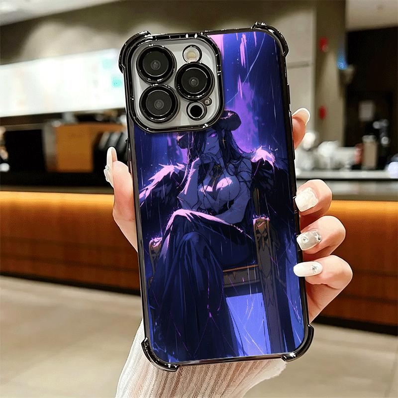 Albedo O-Overlords Anime Plating Phone Case For Iphone 16 17 Pro Max Air 16E 14 15 Plus 12 13 Mini Anti-Fall Airabag Cover