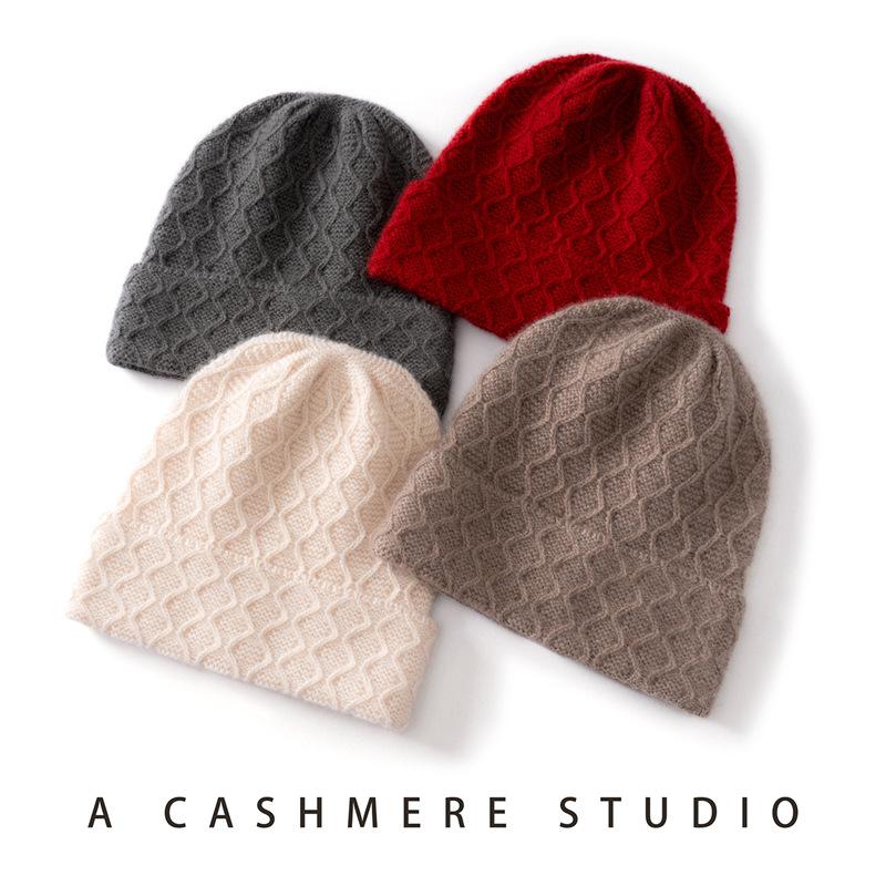 Autumn and winter cashmere hats men's and women's knitted sleeves, ear protectors, bag heads, stacking hats, cold-proof, thickened and warm wool hats