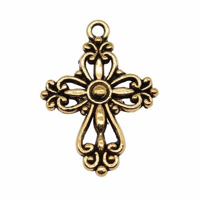 10gab Cross Charms Charms Antique Gold Color Cinka sakausējums 28X20mm