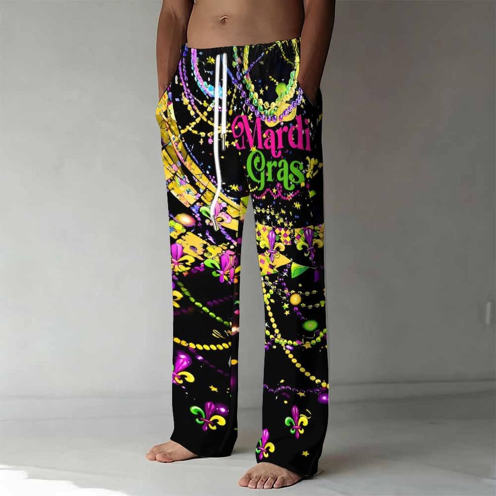Men's Loose Casual Carnival Mask Sunset  Trousers  Printed Straight Pants