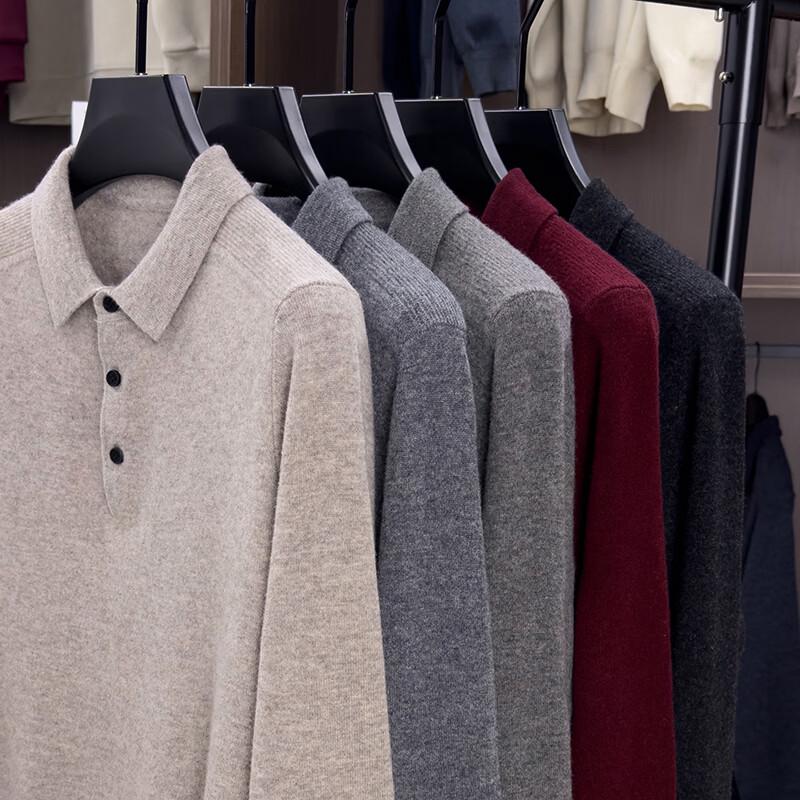 Yalu Men's Pure Wool Knit Polo Sweater