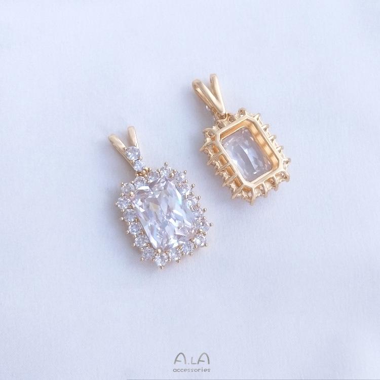 14K Ozeanherz Kristall & Zirkon Pfirsichherz Halskette Anhänger