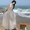 French Goddess Style Backless Halter Dress – Summer Beach Fairy Long Skirt