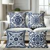 4er-Set Böhmische Blau-Weiße Blumige KissenbezügeGeeignet für Sofa Auto Schlafzimmer Dekorative Kissenhülle Kissenbezug