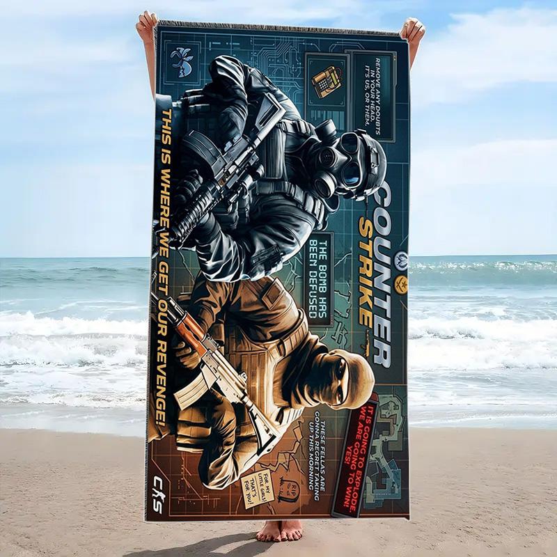 csgo Print Beach Towel, Large Soft Quick Dry Towel for Beach Camping Swimming