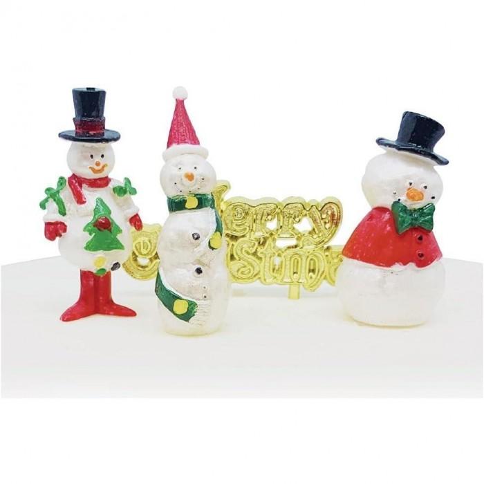 Anniversary House Snowman Christmas Plastic Cake Topper (Pack of 4)