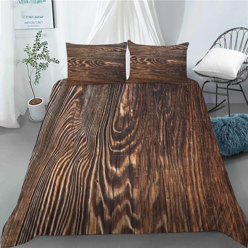 3D Retro Wood Duvet Cover Polyester Quilt Set with Pillowcase King Queen Size Kids Adults Home Decor