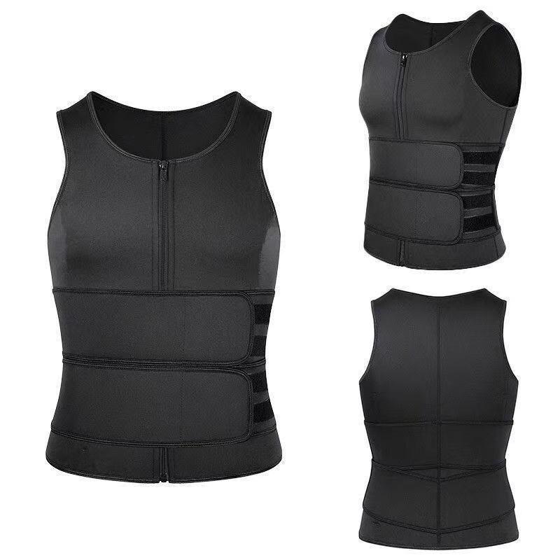Men's Double Belt Shapewear Vest with Sweat-Inducing Rubber Corset - Ideal for Waist and Abdomen Support