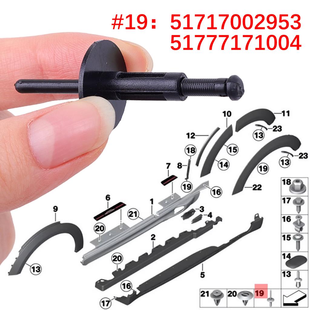 Auto Mudguard Core Rivets Expanded Plastic Rivets Side Skirt Sills Bumper Trim Clips for BMW X1 E84 X3 F25 X5 E70 X6 E71 E727