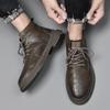 Ręcznie robione retro buty męskie ze skóry bydlęcej wodoodporne botki dla mężczyzn