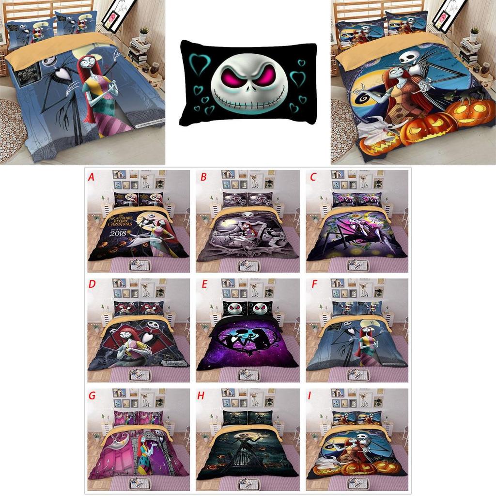Luxurious Nightmare Before Christmas Duvet Cover With Pillow Cases Bedding Set