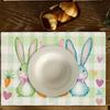 Adorable Bunny and Heart Pattern Placemats, 4pcs Set, Rectangular Placemats for Dining Table, Kitchen Table Mats, (12"x18") Suitable for Home Kitchen