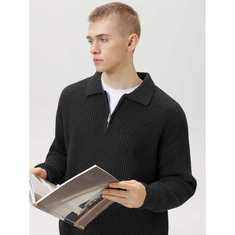 Half-Zip Lapel Sweater for Men 2025 Autumn and Winter New Style Loose Trendy Casual Pullover Knitwear Jacket with a High-End Feel