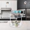 VAEHOLD 2 Tier Lazy Susan Turntable Spice Rack Organizer for Kitchen Cabinet, Farmhouse Tiered Tray Decorative Trays for Fruit, Snacks - Organizer