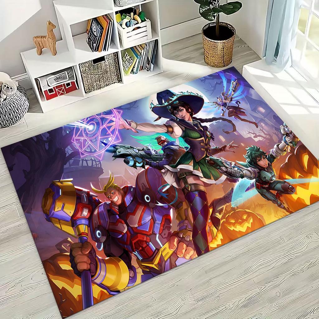 Game OW Overwatch D.VA Mei Reaper Cartoon 3D Rug for Bedroom Living Room Sofa Home Doormat Decor, Large Kids Non-slip Floor Mat