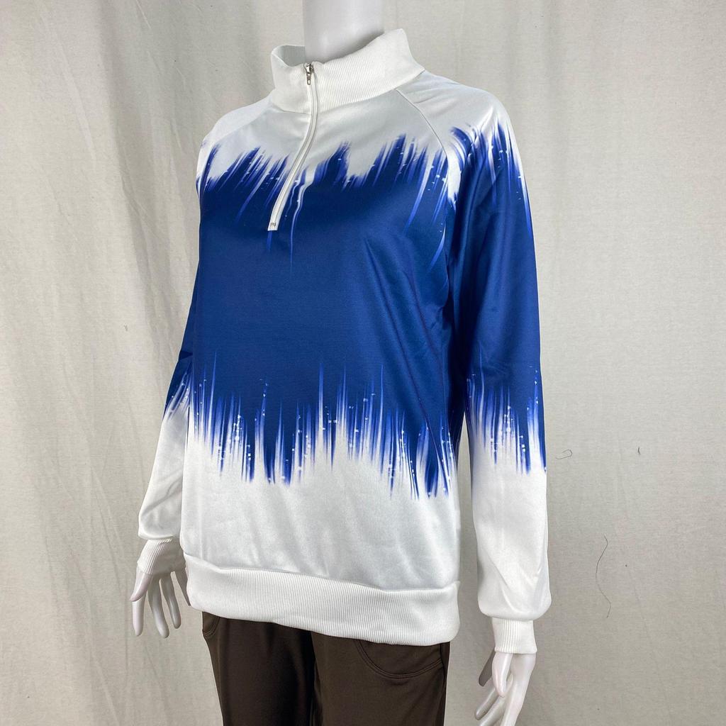 Gradient Print Zipper Long Sleeve Women's Winter Hoodie