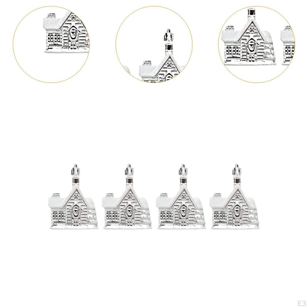 4 Pieces Christmas Tree Ornament Snow House Decoration DIY Cute Xmas Decor for Birthdays