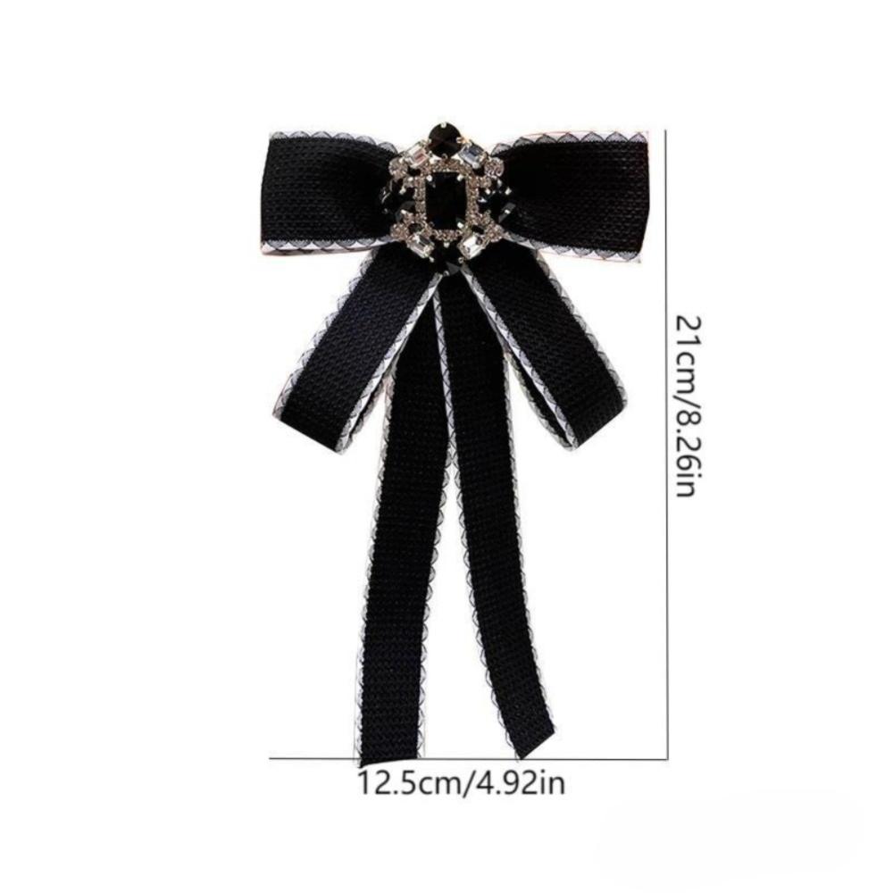 Rhinestone Crystal Bow Brooches Cloth Art Necktie Trend Shirt Collar Pins Jewelry Accessories