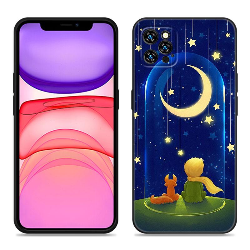 Etui na telefon Mały Książę dla Apple iPhone 12 13 Mini 11 14 15 Pro Max 7 8 Plus X XR XS SE 2020 2022 Czarne silikonowe etui