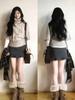 Women's Lace Polka Dot Ruffle Skirt - Spring 2026 Miu-Style Woolen A-Line Short Skirt