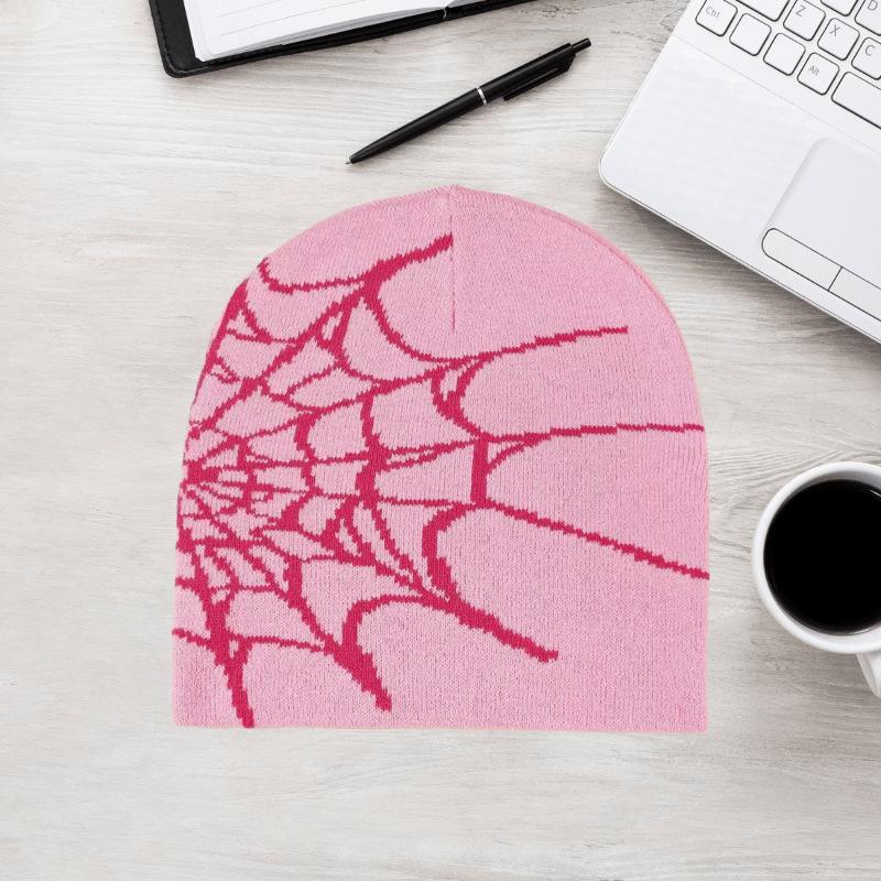 Y2K Gothic Spider Pattern Wool Acrylic Knitted Hat Women Beanie Winter Warm Beanies Grunge Hip Hop Casual Skullies Outdoor Cap