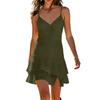 Women’s Sleeveless V Neck Spaghetti Strap Layered Hem Mini Dress Casual Lightweight Summer Dress for Daily Wear
