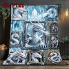 Frosty Dragon Portraits 2D Flat Pattern Flannel Blanket, High Quality All Seasons, Home Decor, Warmth and Comfort, Perfect for Christmas Gifts.
