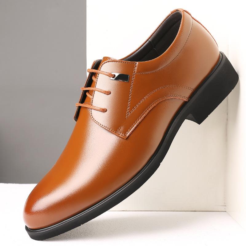 Big Size Solid Color Leather Shoes for Men Soft Sole New Designer Fashion Casual Shoe Male Spring Autumn Lace Dress Shoes Man