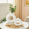 Modish Ceramic Donut Shaped Vase | for Unique Home Decor (Pack of 2 | White)
