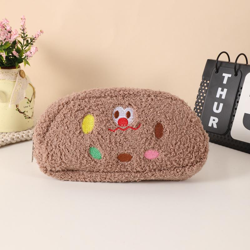 

Embroidery Expression Pencil Bag Large Capacity Large Capacity Pen Holder Lint Pencil Pouch Plush Cute Pencil Bag For Middle коричневий