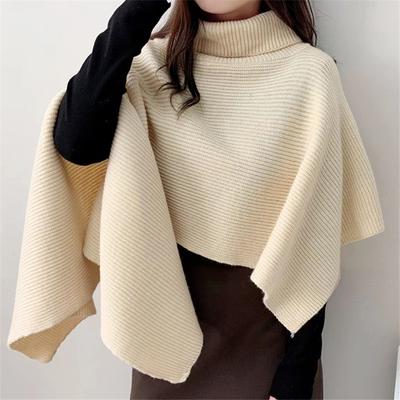 Tooxika Cape à col haut irrégulier pour femme automne et hiver Châle en laine de couleur unie décontracté et chaud