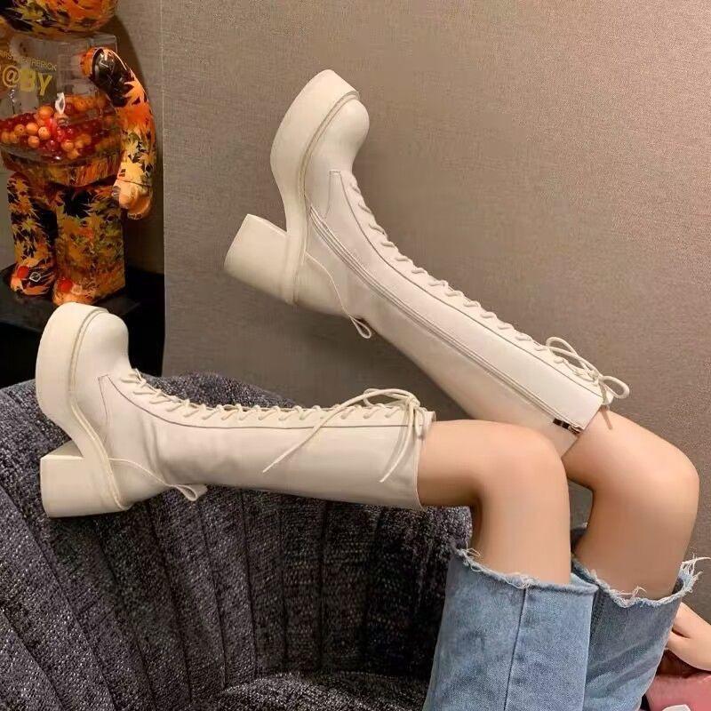 Autumn and Winter New Boots Women's Autumn and Winter Small Thick-soled Heightening Boots Spice Girl Fried Street Martin Boots Women