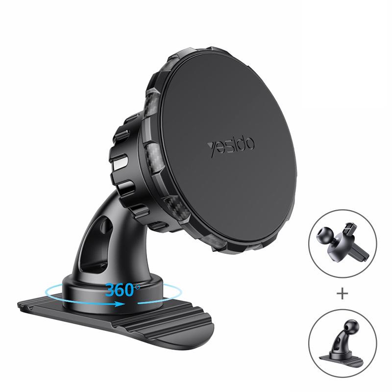 YESIDO C153 Adhesive Car Dashboard Phone Holder Magnetic Rotatable Phone Bracket with Air Vent Clip
