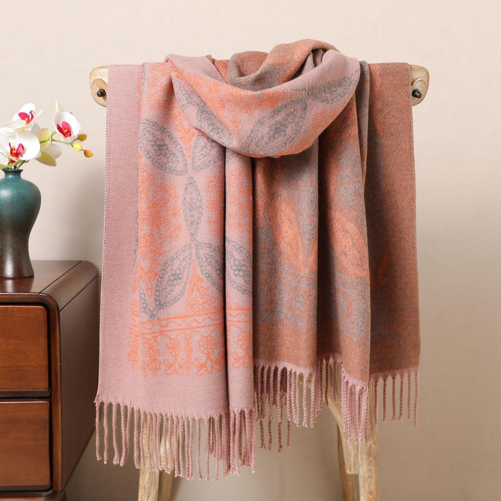 Retro Ethnic Tassel Women's Embroidered Imitation Cashmere Scarf Shawl - Autumn/Winter Style